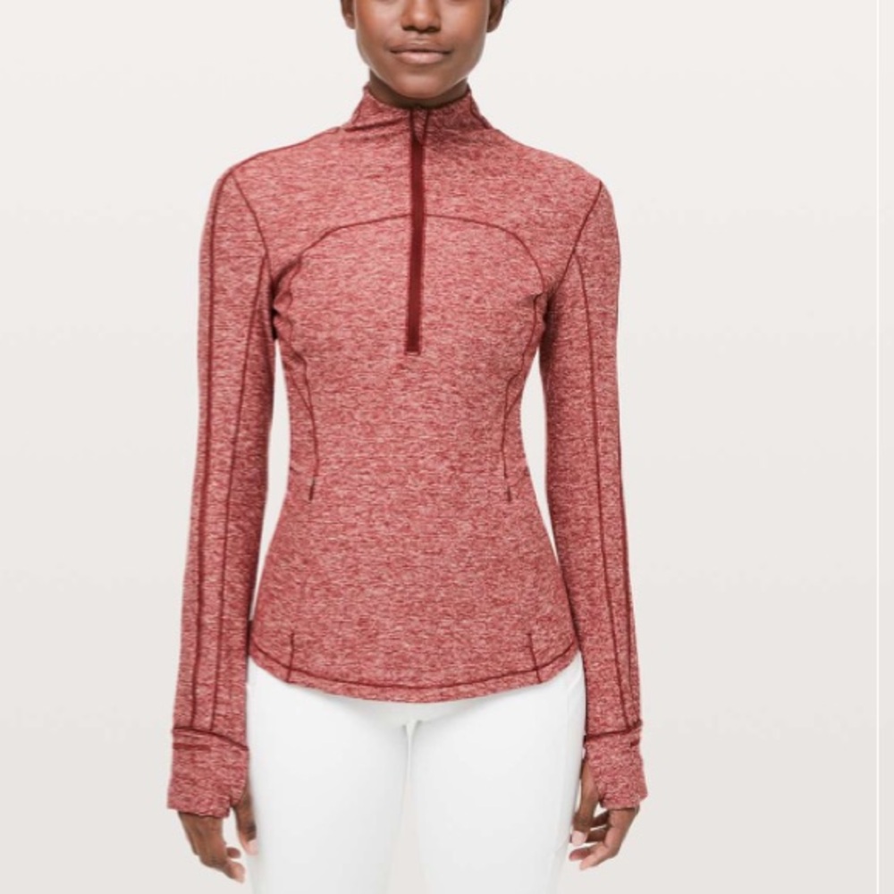 Lululemon run briskly 1/2 zip size 8 heathered dark sport red